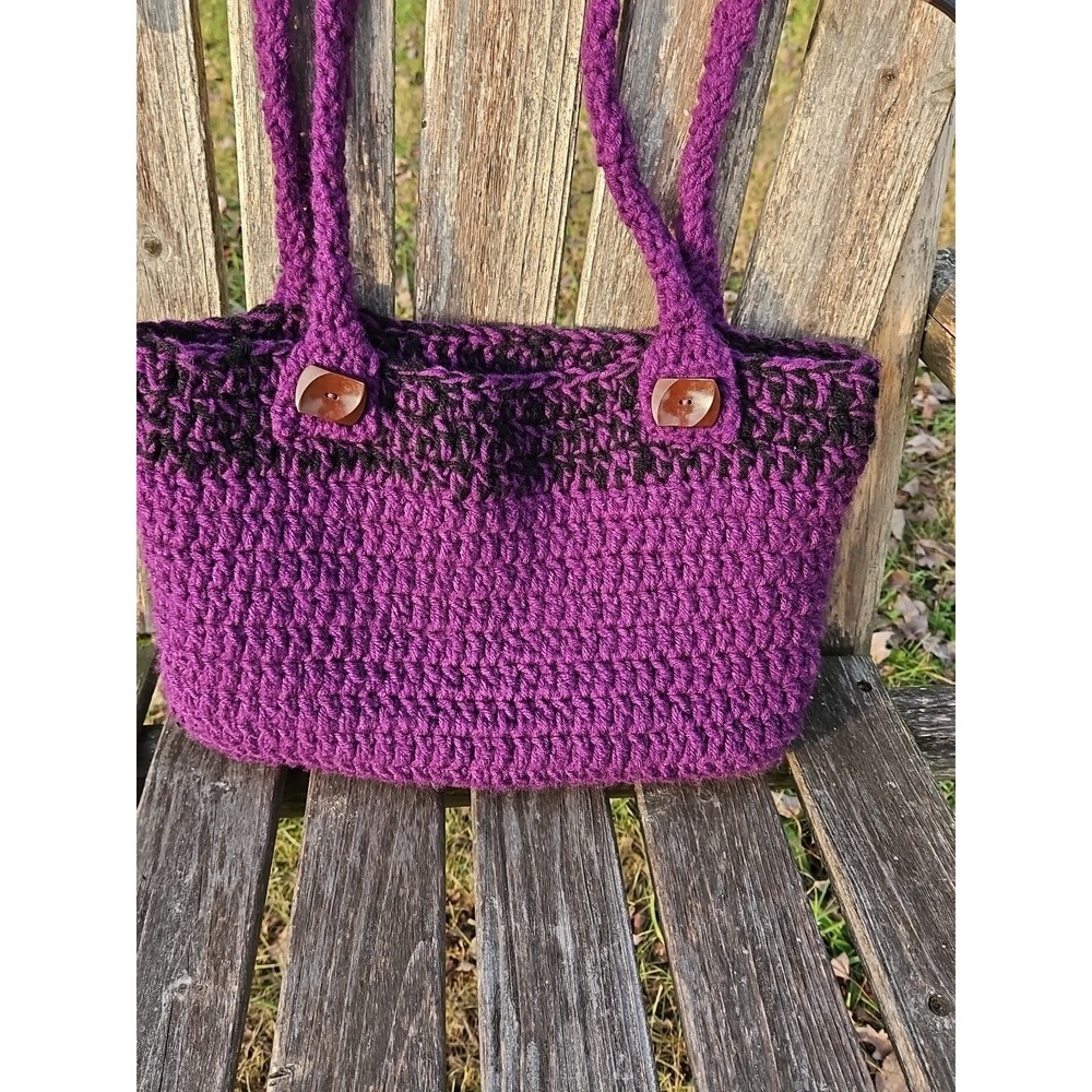 Beautiful Vintage Crochet Purple 2 Strap Purse BOHO